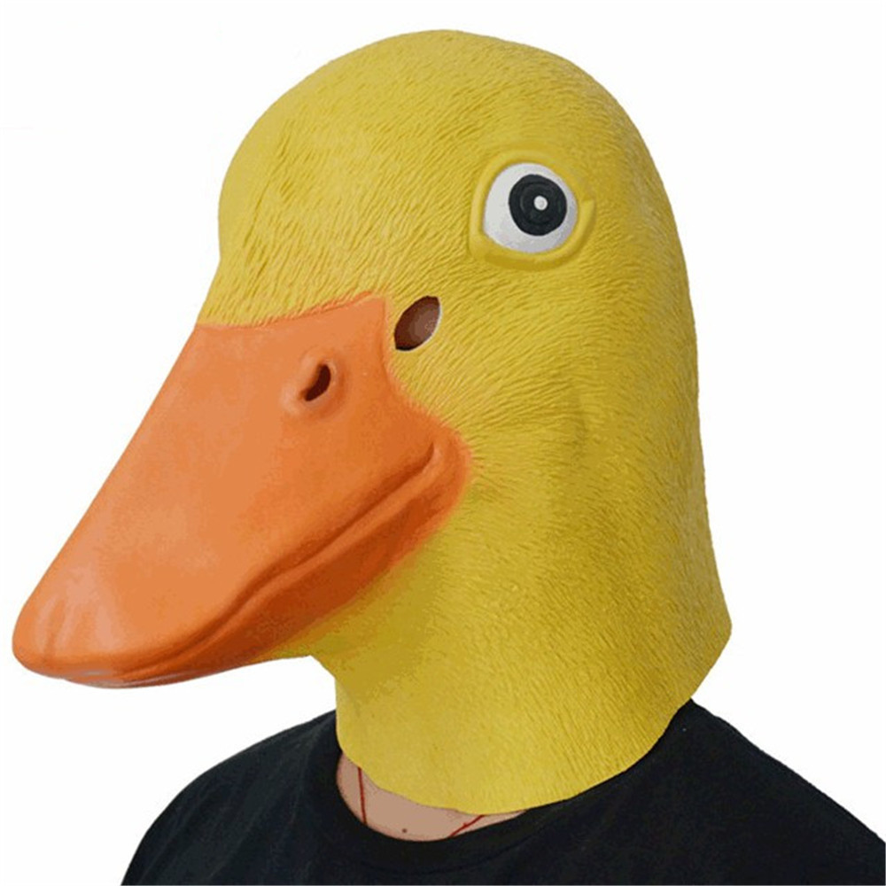 尖叫乳胶鸭子面具万圣节动物小黄鸭头套舞会派对道具cosplay mask