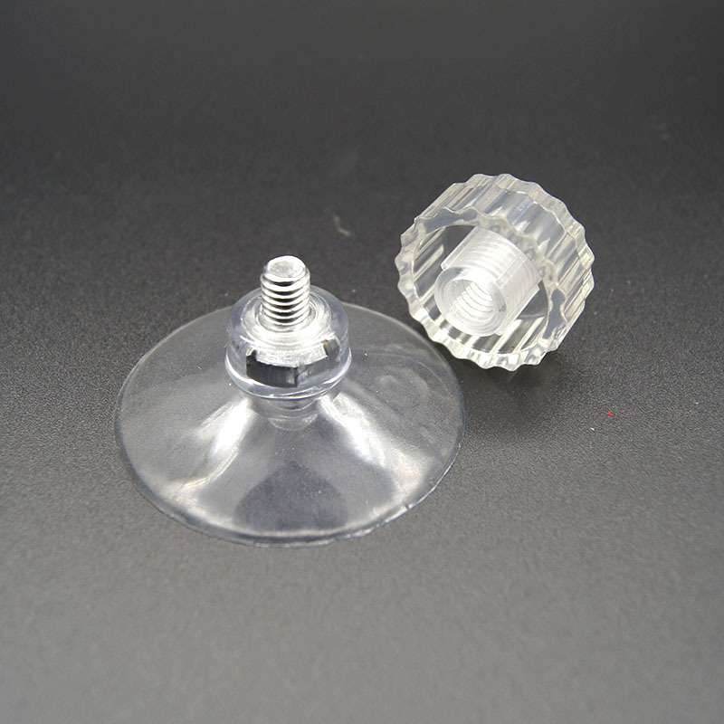 5cm带五金螺杆真空吸盘m6螺丝环保pvc透明吸盘 配塑胶螺吸盘