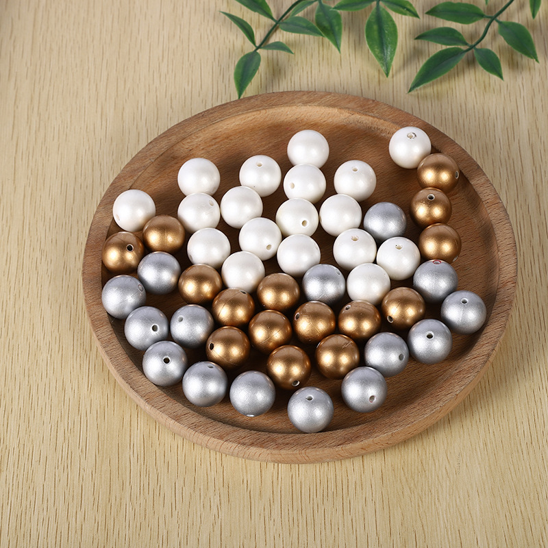 environmentally friendly plastic abs imitation pearl gold and silver color round beaded handmade diy shoes and hats bag doll accessories accessories