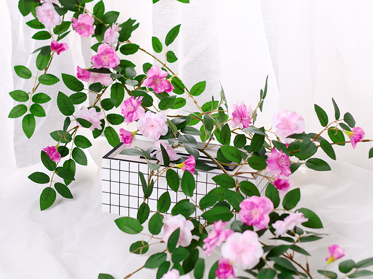 注塑铁丝杆子,可以随意弯曲造型超逼真的蔷薇花藤,整条长1.