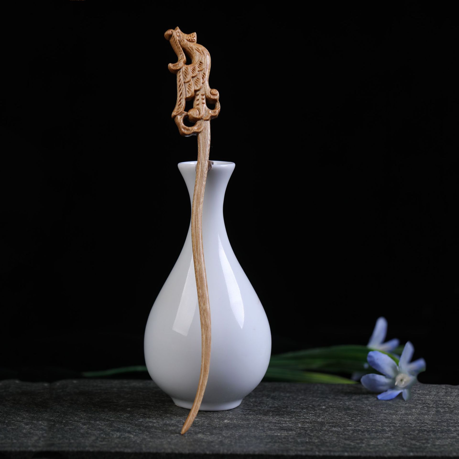 金丝楠木雕刻凤舞造型发簪复古汉服配饰古风木簪送女朋友节日礼物