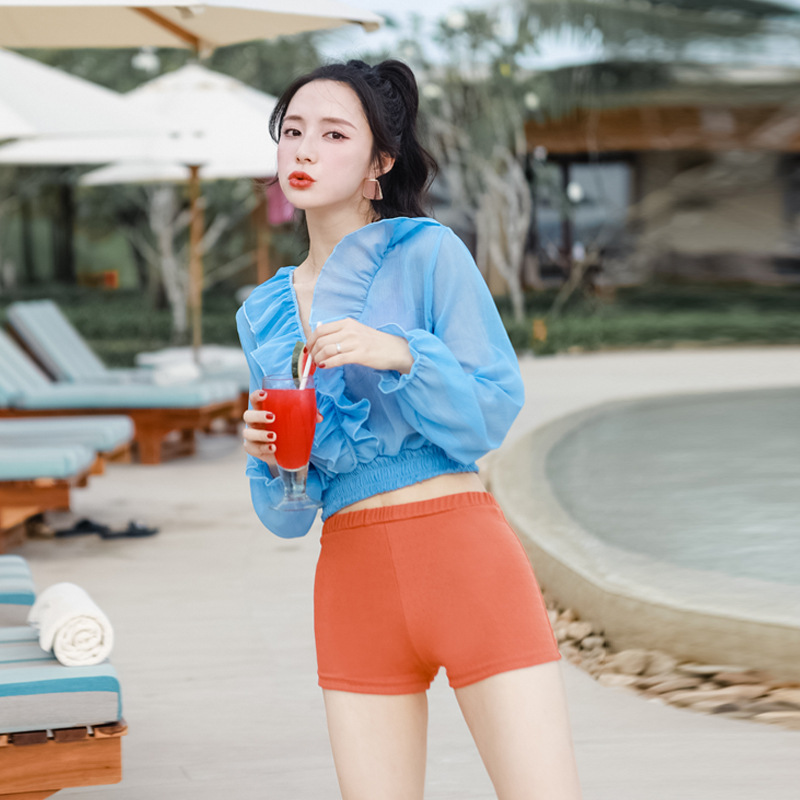 泳衣女遮肚显瘦三件套2020新款性感保守长袖分体防晒罩衫游泳衣