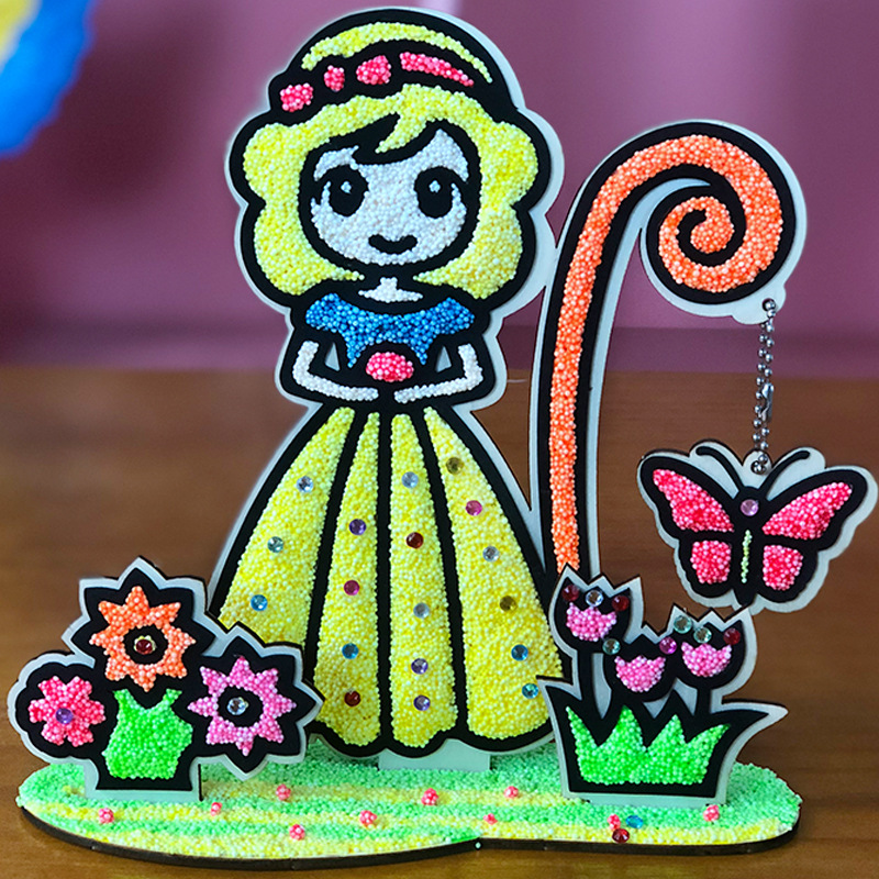 3d雪花泥画 儿童diy黏土手工制作创意珍珠泥材料包幼儿园女孩玩具