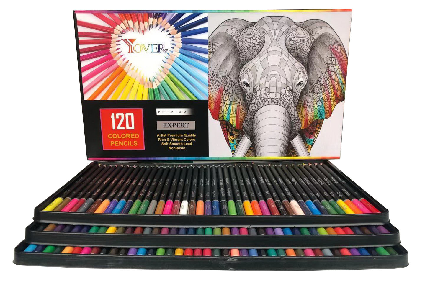 Cross-Border New 120 Color Pencil 120 Colored Paper Boxed Pencil Suit Art Supplies Factory Customization