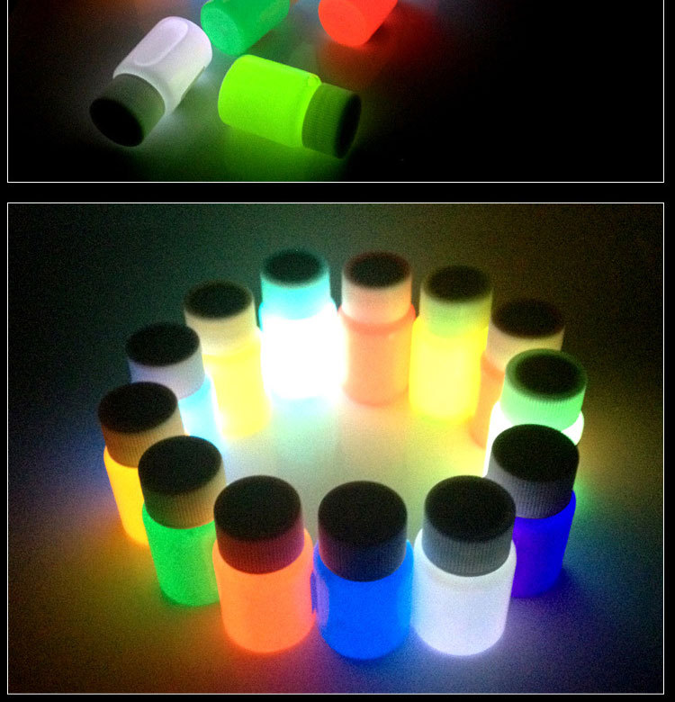 批发超亮环保型荧光漆夜光漆荧光粉装饰品夜光涂料可绘画喷漆涂料