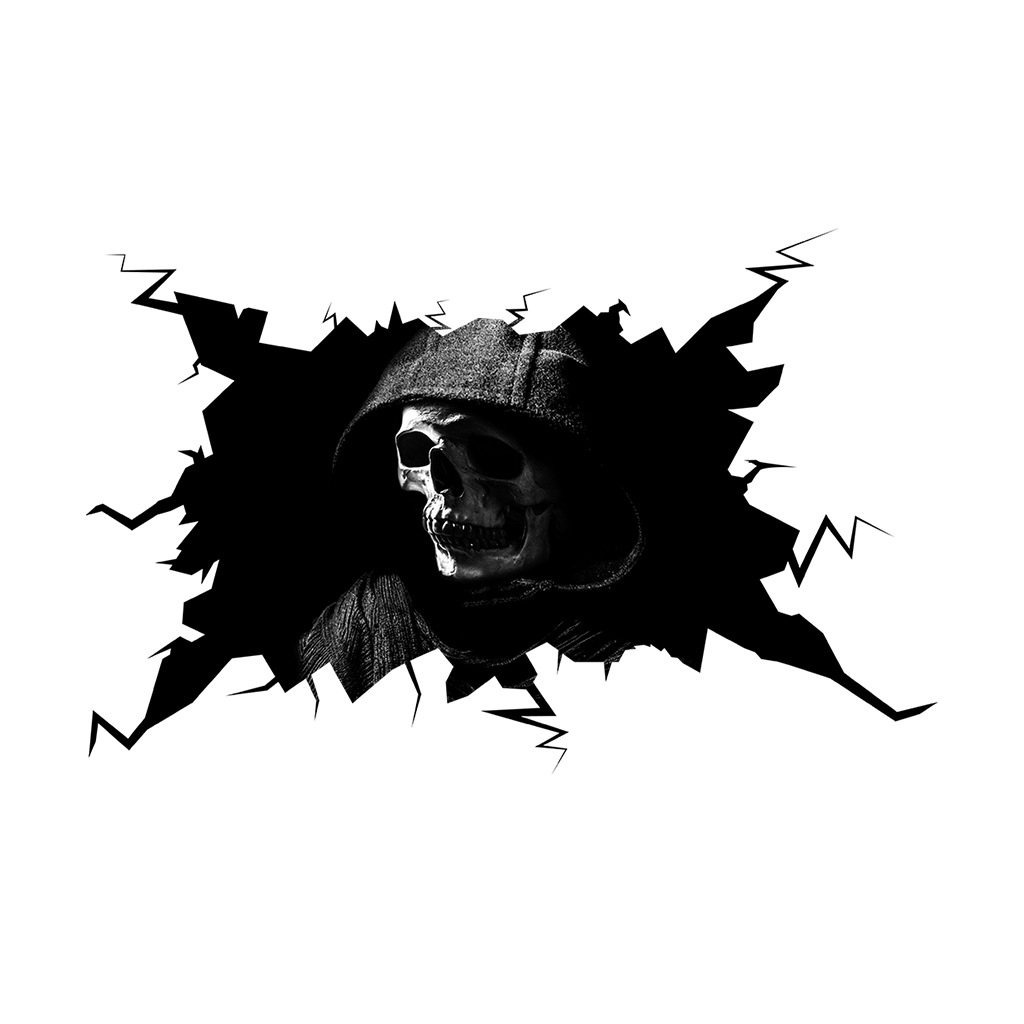 奥弗3d 窟窿头车贴 恐怖pvc车装饰贴纸