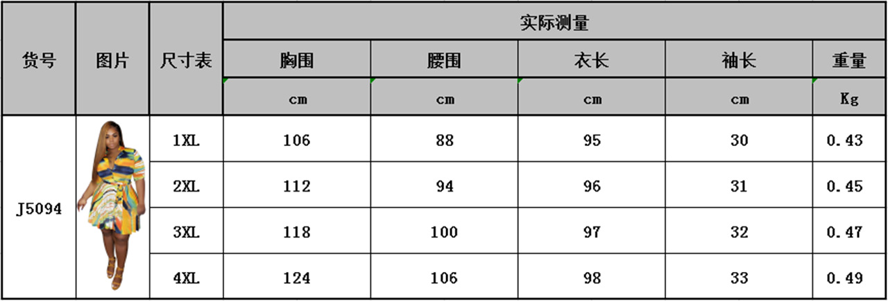 j5094 现货 欧美大码女装 不规则彩色条纹印花连衣裙 跨境女装