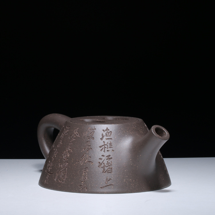 宜兴紫砂茶壶原矿青灰泥邱义之纯手工功夫茶具霸王牛盖石瓢壶精品