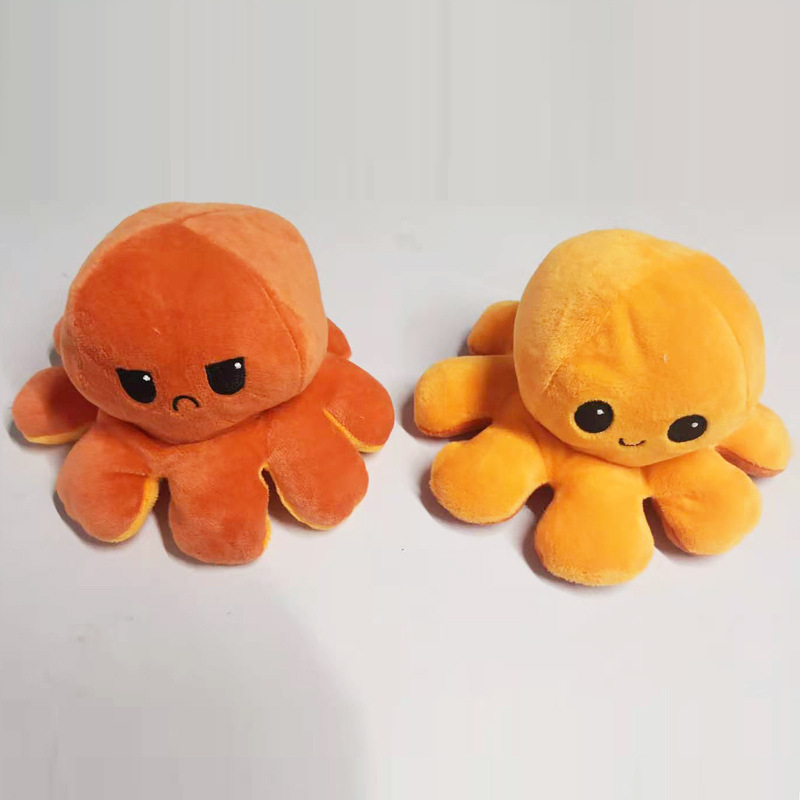 新款毛绒双面翻转章鱼20厘米30厘米40厘米8色八爪鱼现货量大从优