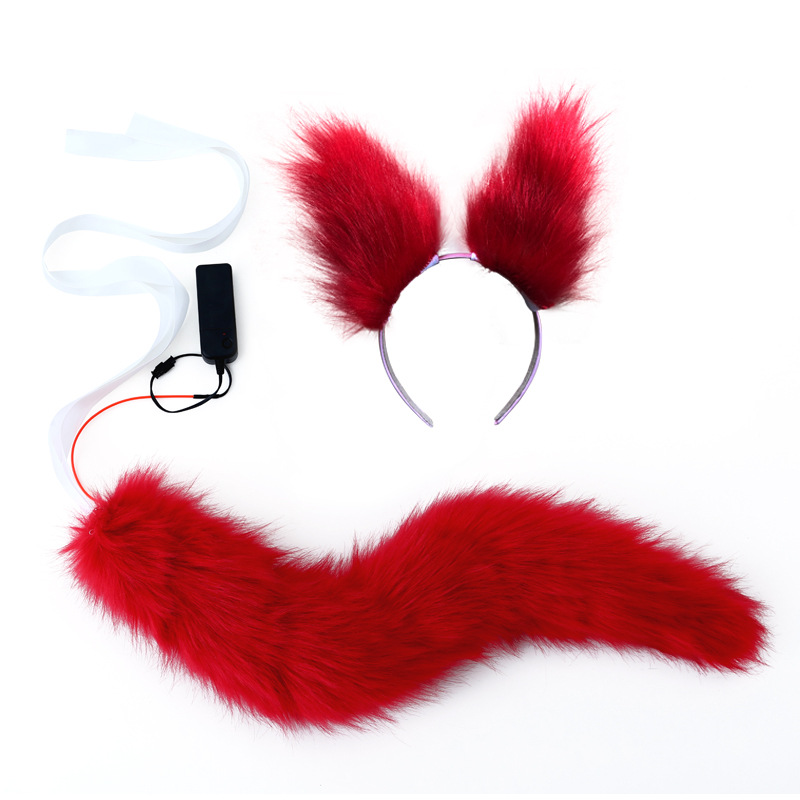 万圣节仿狐狸led发光尾巴耳朵套装角色扮演节日派对cosplay道具