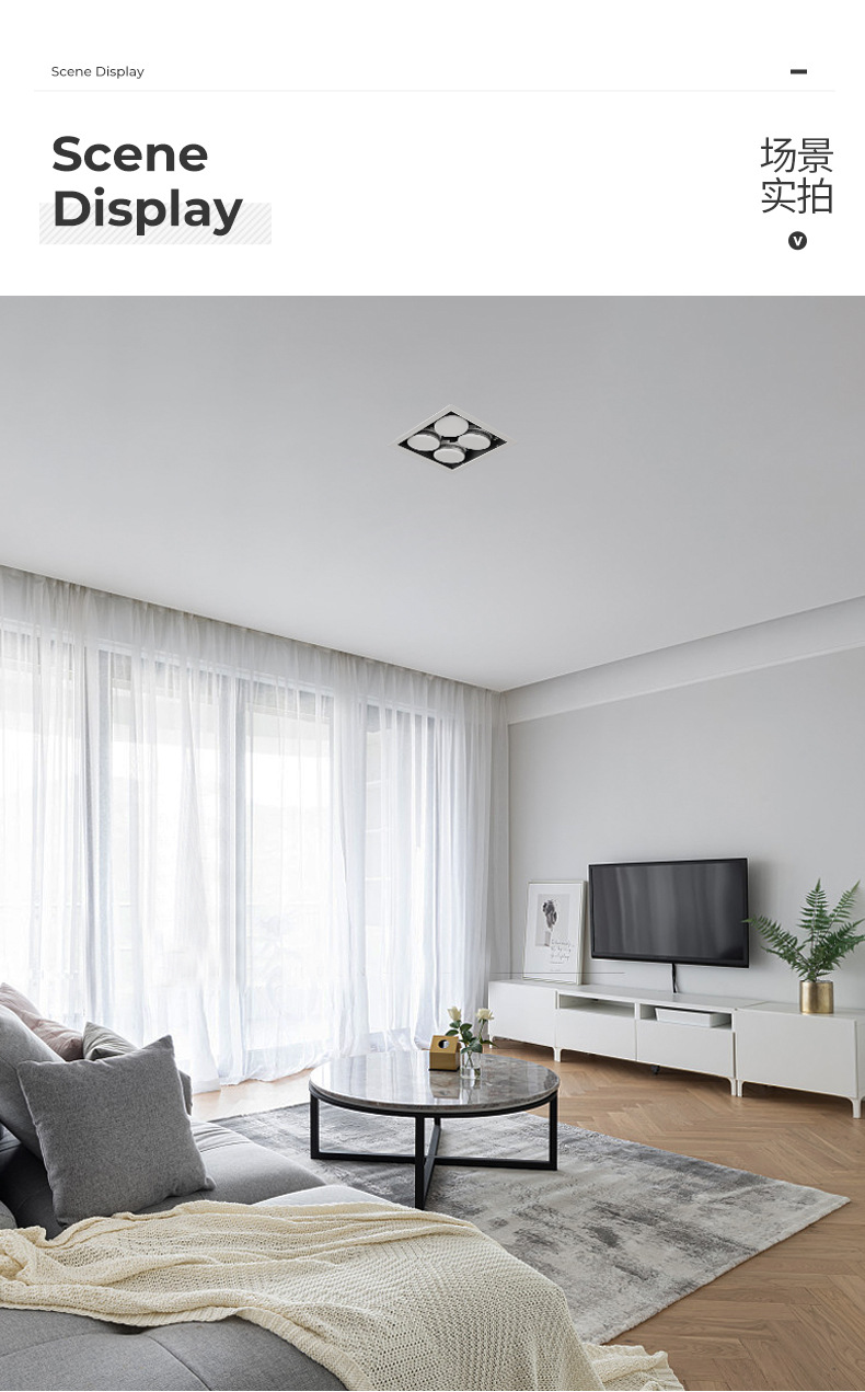 筒灯嵌入式客厅led吊顶筒灯方形四头暗装斗胆灯内嵌盒仔灯