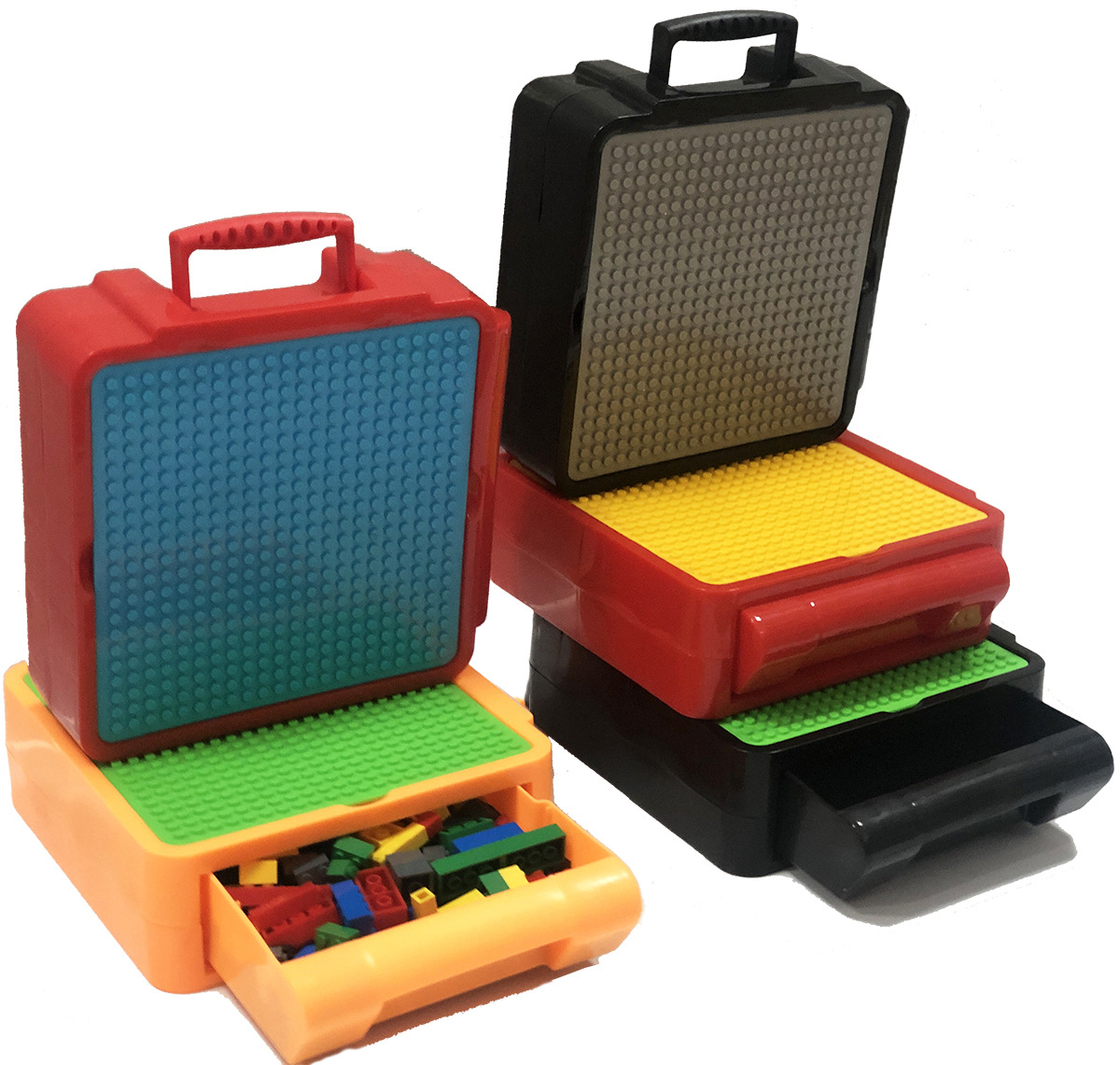 便携式玩具收纳手提箱lego盒乐高积木整理箱收纳盒外出小颗粒底板