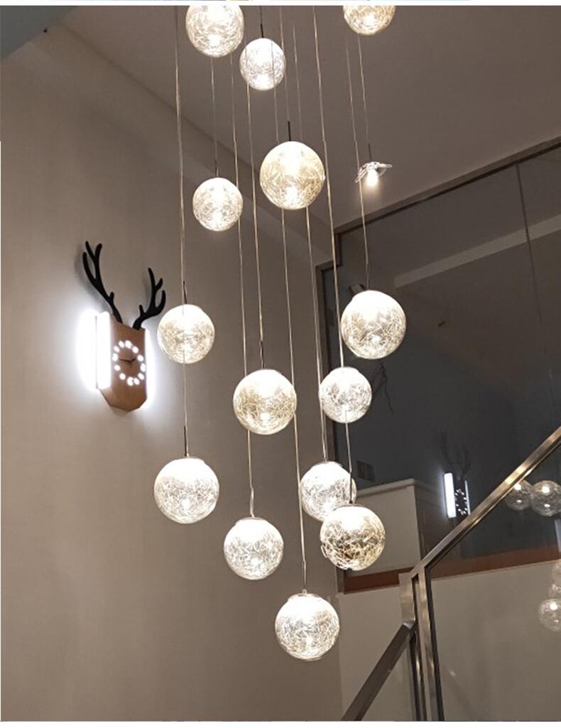 美式楼梯吊灯复式楼客厅灯中空楼梯间楼道吊灯别墅楼梯灯长吊灯