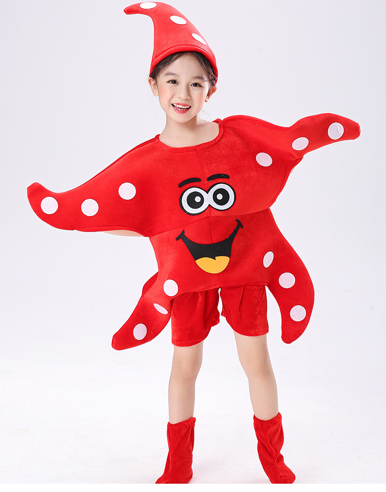 儿童海星表演服装 幼儿园环保时装秀亲子装 海洋动物海星演出服装