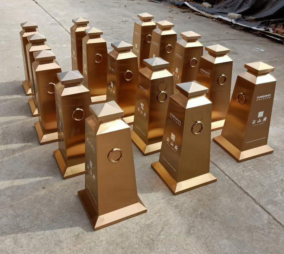 圆顶路锥红古铜不锈钢路锥路障雪糕筒锥桶阻路障雪糕桶