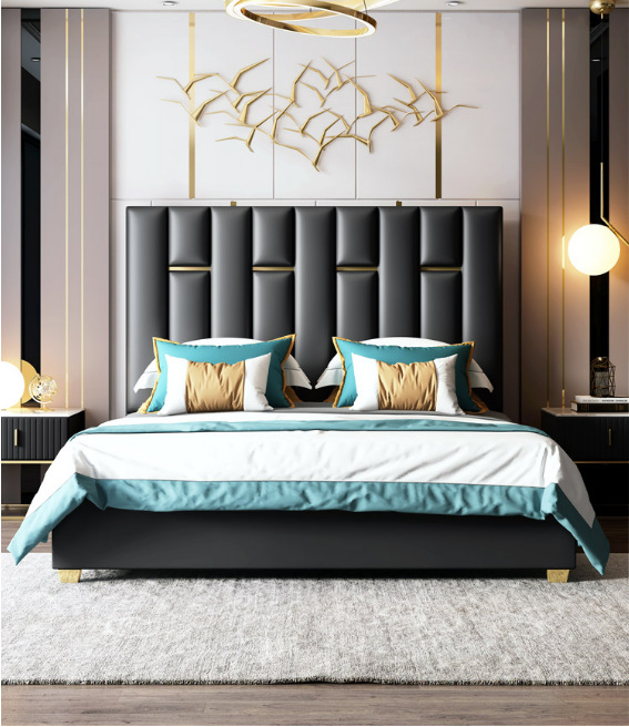 美式软包床头靠背板酒店床屏港式轻奢简约布皮艺床头板网红床供应