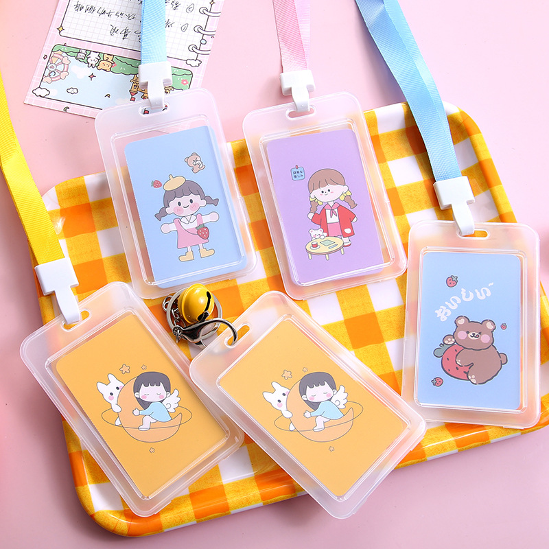 Cute Ins Transparent Bus Card Case Protective Cover Cartoon Student Campus Meal Card School Card Access Control Card ID Card Case