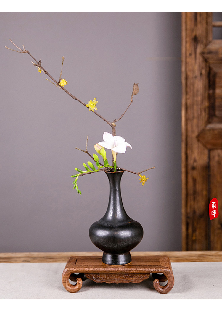 剑山茶席茶几华瓶花瓶陶瓷瓶中式插花花器器皿复古禅意日式花道