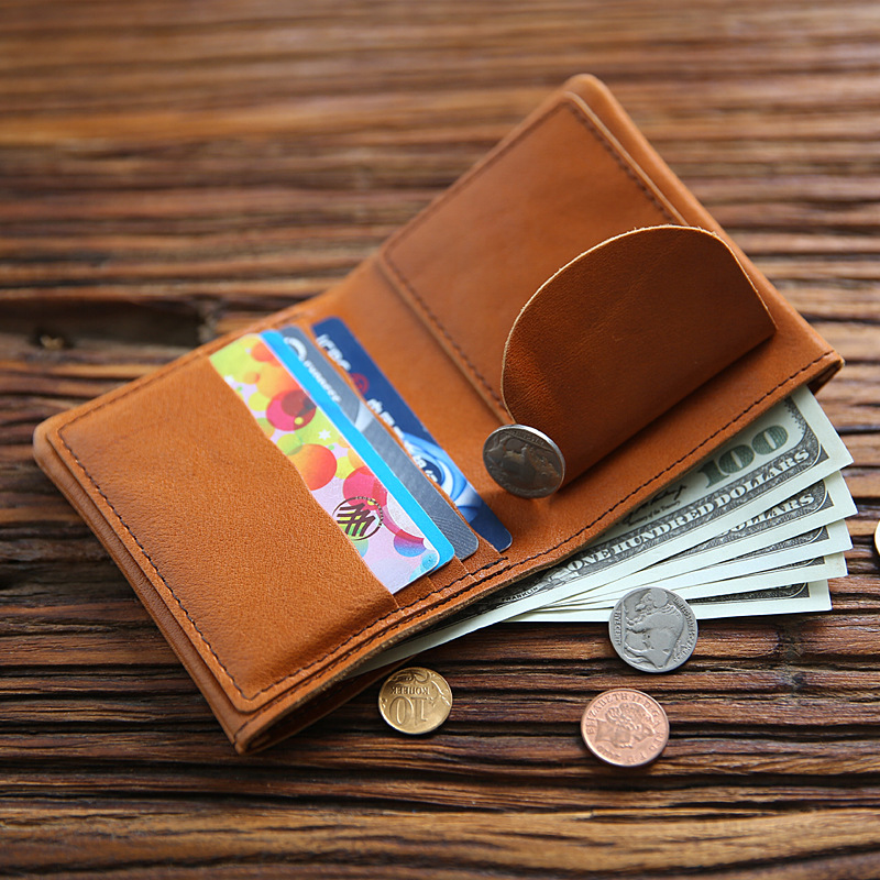 手工复古水洗植鞣皮男士钱包短款真皮钱夹头层牛皮男式学生皮夹