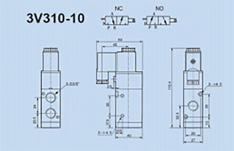 电磁阀3v310-10 二位三通内螺纹连接换向阀 先导式电磁阀供应