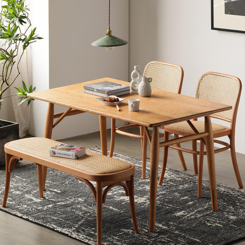 北欧实木樱桃木餐桌小户型餐桌椅组合折叠家用多功能简约饭桌