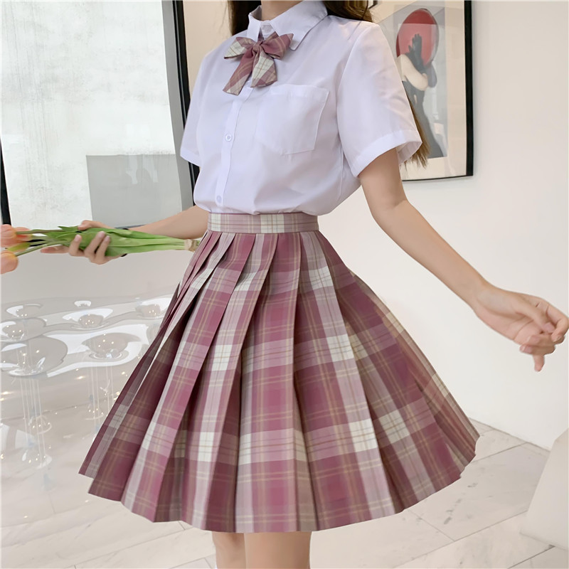 日系学院高腰格子少女心事百褶裙百折裙半身裙jk制服裙合集批发