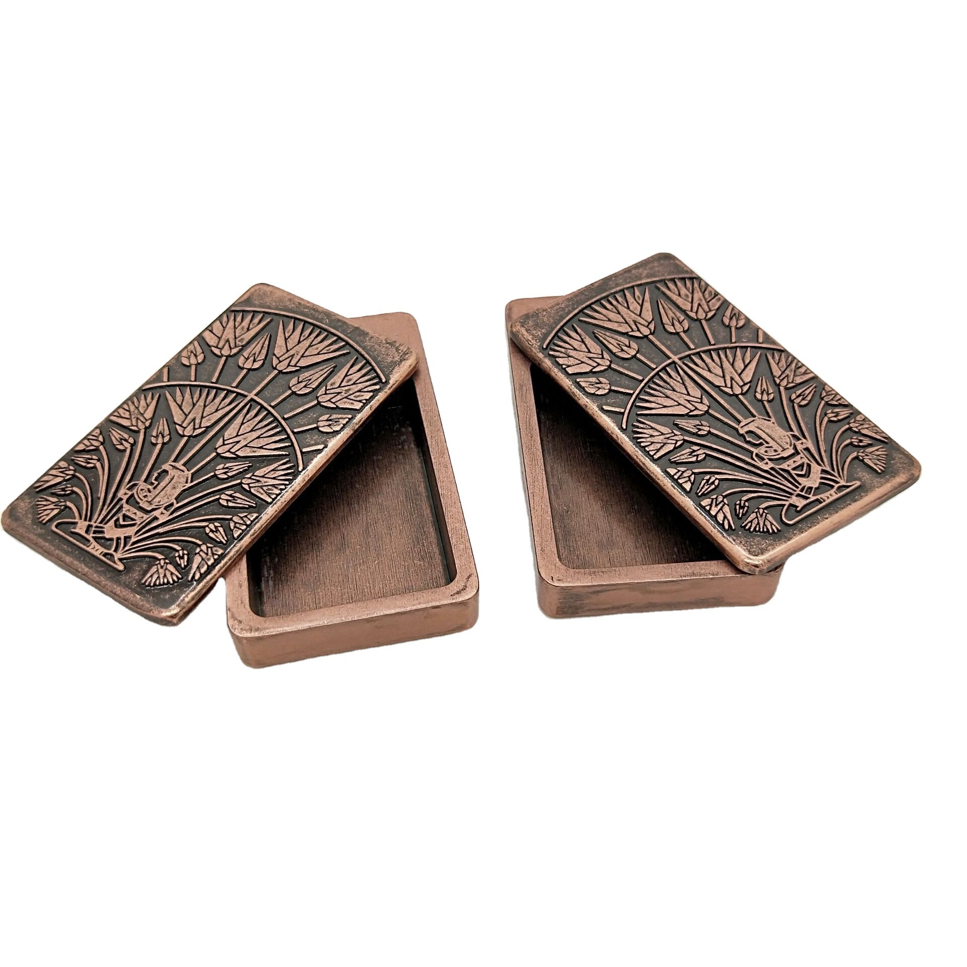 供应锌合金香膏盒 便携式滑盖男士固体香膏盒 古红铜金属香膏盒