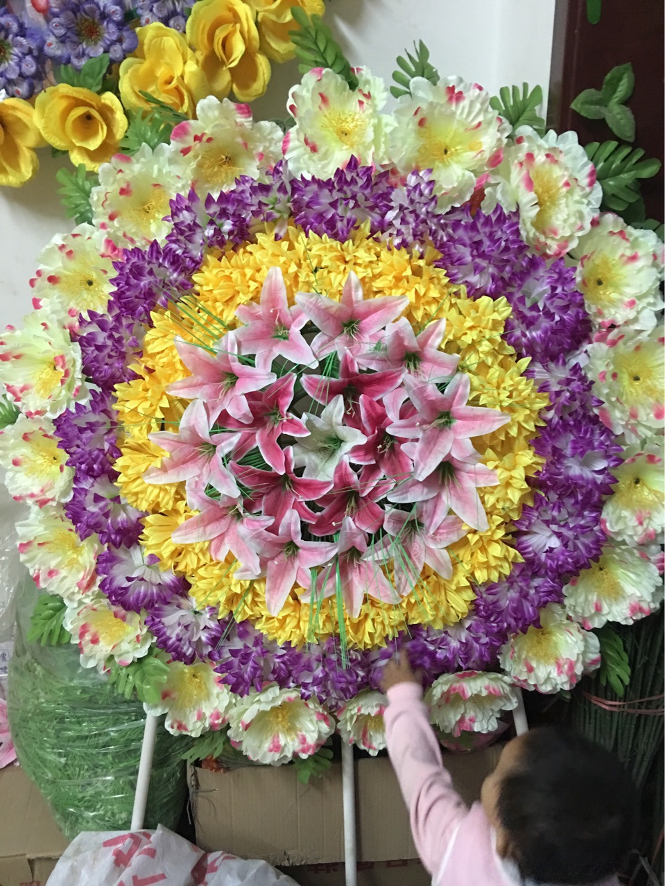 清明节小花圈 祭祀塑料花圈 1米殡仪馆花圈纸活殡葬用品