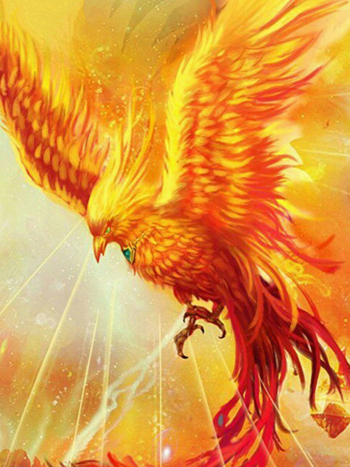 金色火凤凰黄色飞鸟钻石画