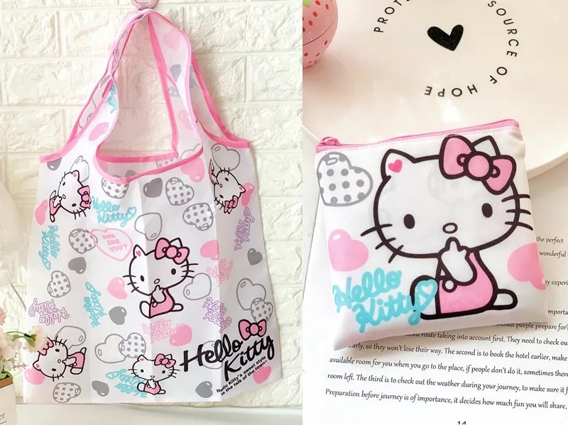 Japanese Cute Cartoon Large Capacity Shopping Bag Portable Supermarket Foldable Vest Bag Eco-friendly Bag Shopping Pouch