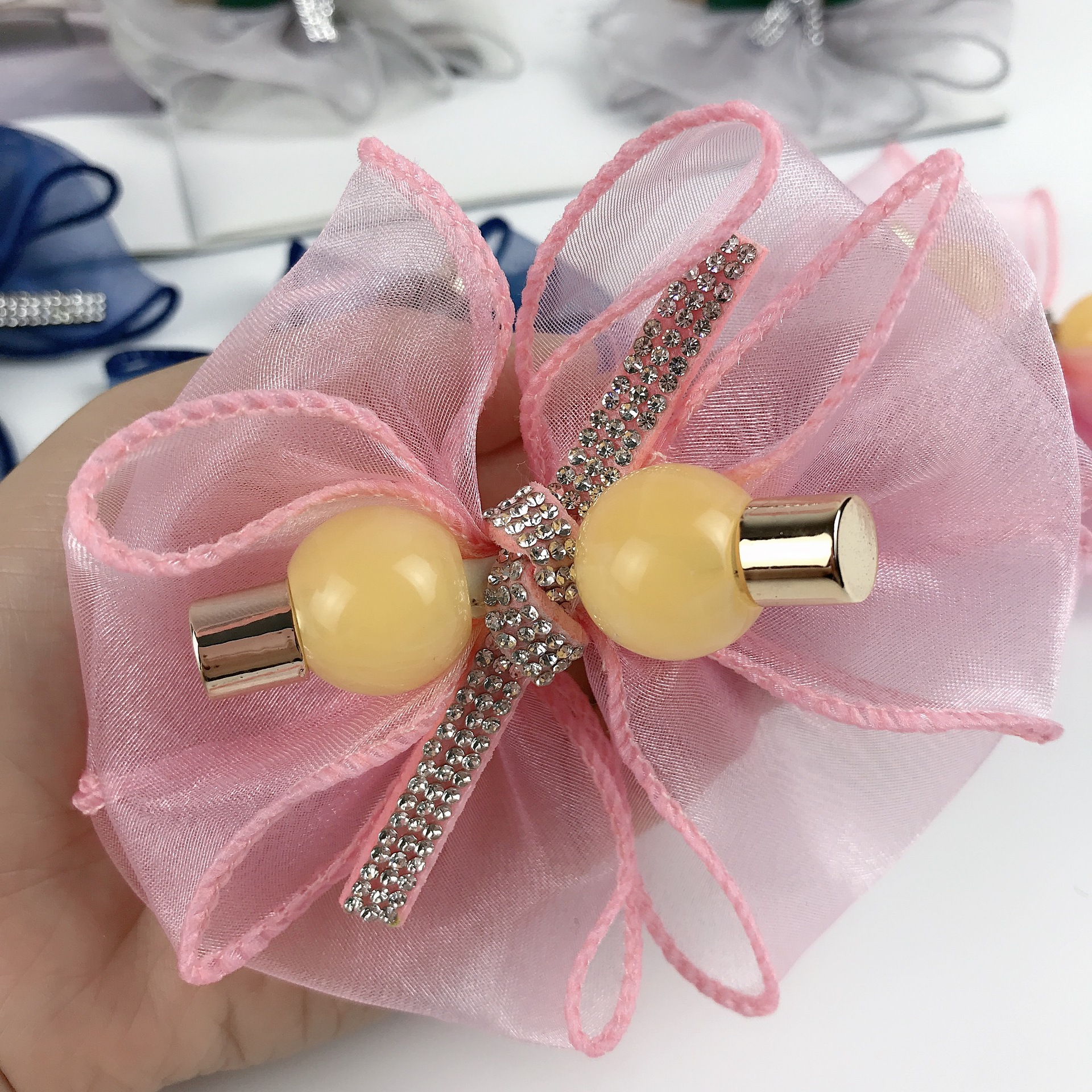 新款日系花朵网纱蝴蝶结鞋花 手工diy发饰饰品配件鞋辅料厂家直销