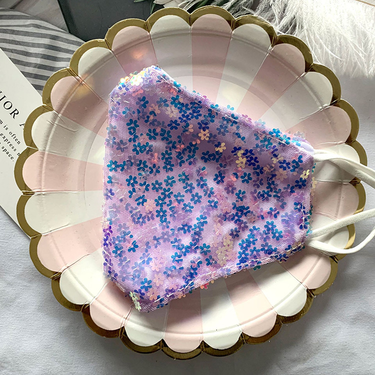 欧美热销梅花亮片布口罩防尘防晒个性可洗口罩可定制 厂家直销