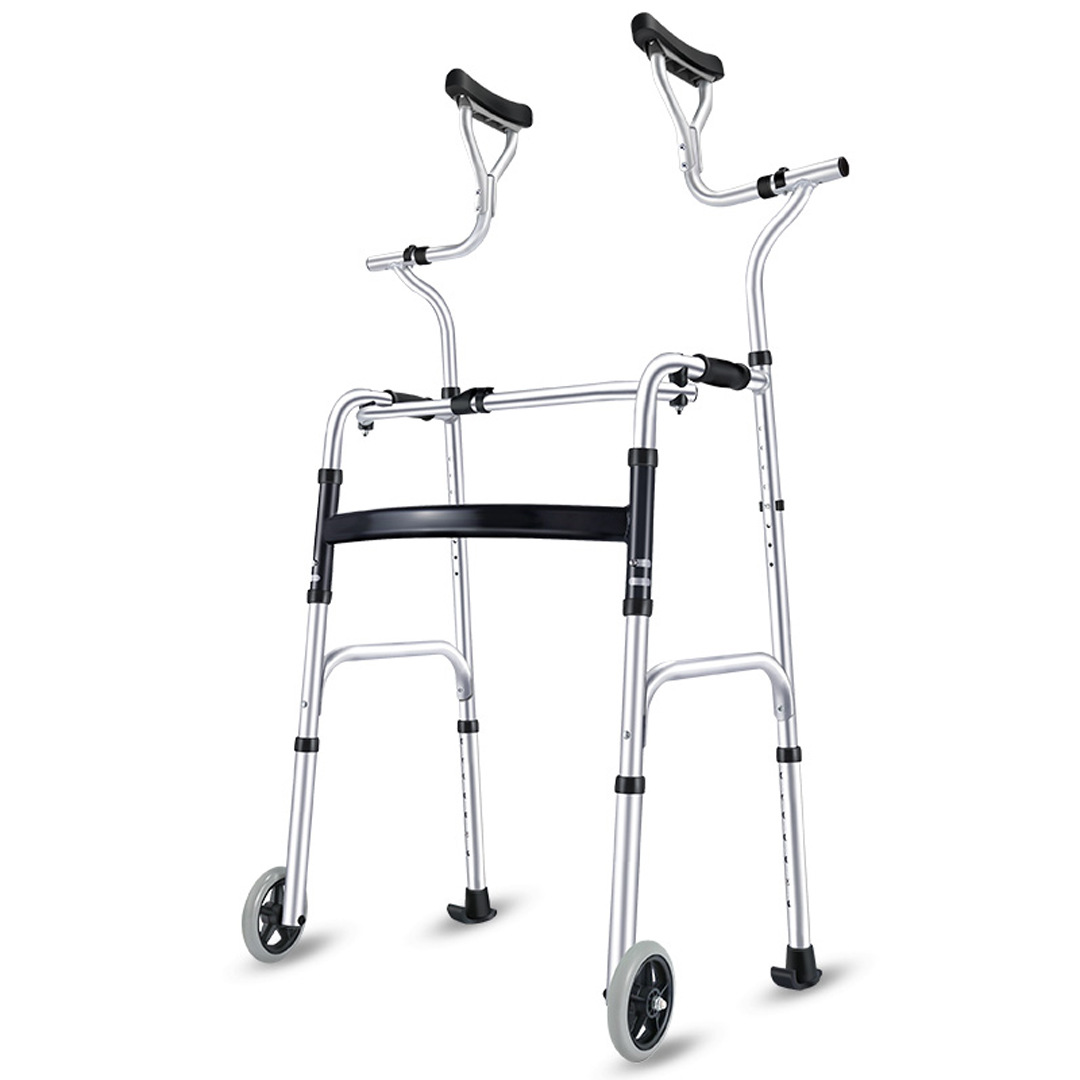 老人学步车助行器带轮可坐可推手推车残疾人行走辅助器带臂拖