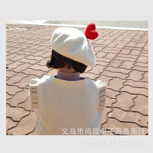 【 SY小茉莉】速卖通亚马逊羊毛画家帽日系INS同款爱心亲子贝雷帽