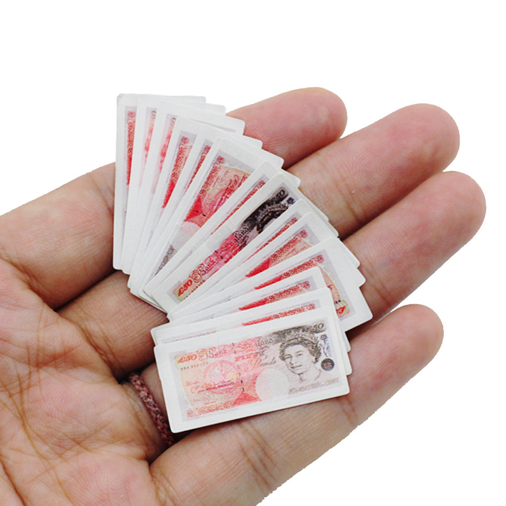 【迷你微缩模型纸币 】bjd配件娃娃屋食玩 dollhouse袖珍英镑道具