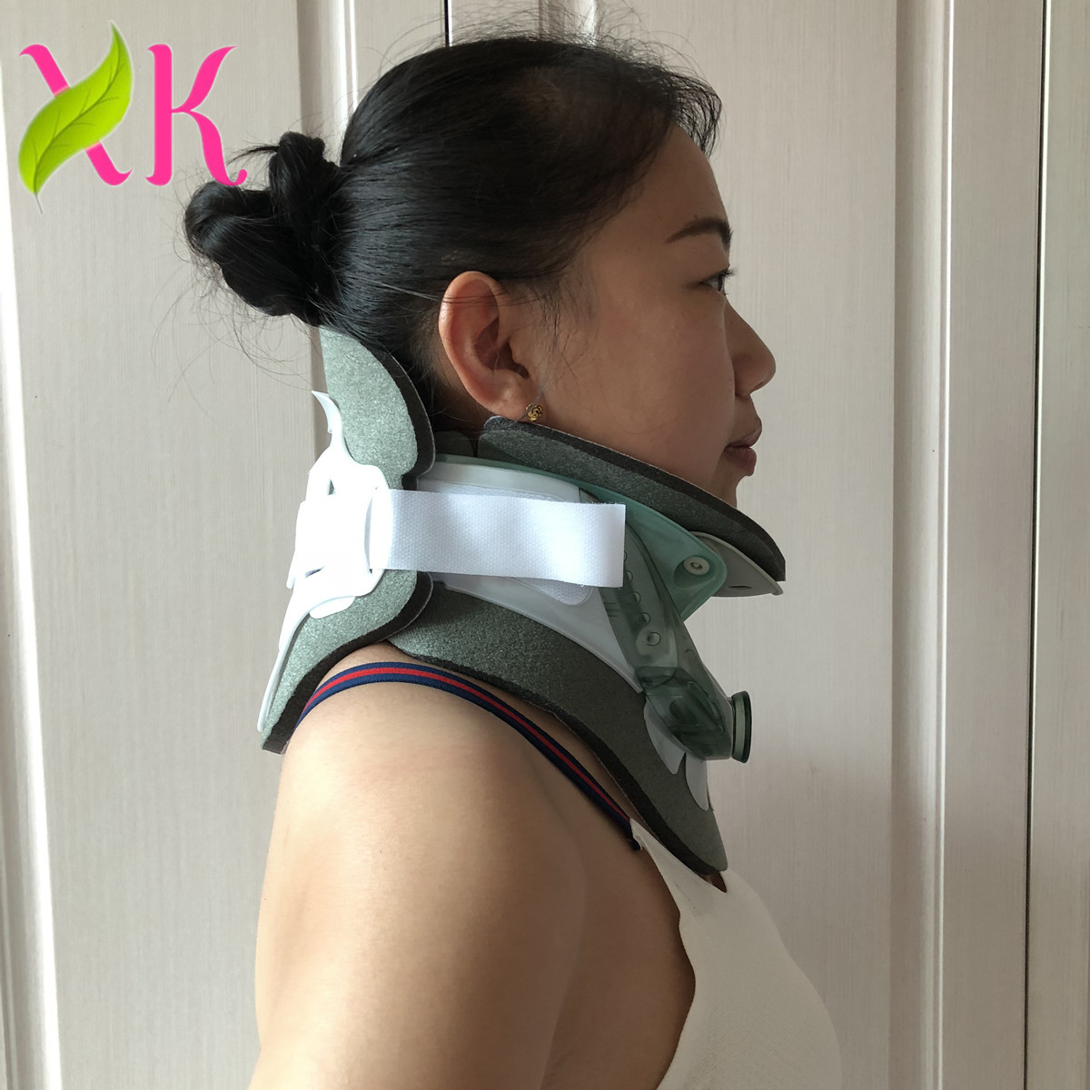 透气高度可调节颈托旋钮式上下可调节颈部支撑器粘带调节松紧支具