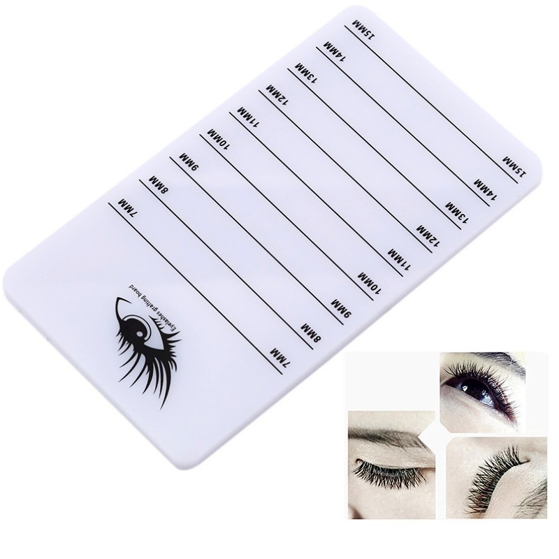 嫁接睫毛亚克力展示 双排刻度便携款白色睫毛刻度板山茶花开花板