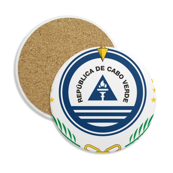 佛得角国徽标志符号图案圆形杯垫水杯隔热垫2片装礼品礼物