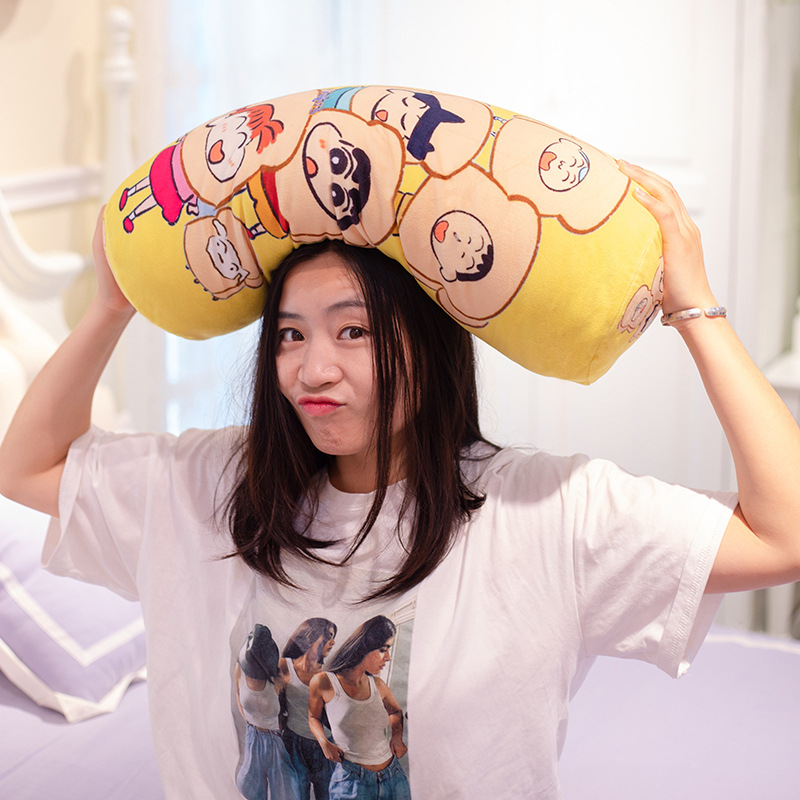 可爱卡通人物圆柱长抱枕 蜡笔小新史努比唐老鸭创意睡觉长抱枕