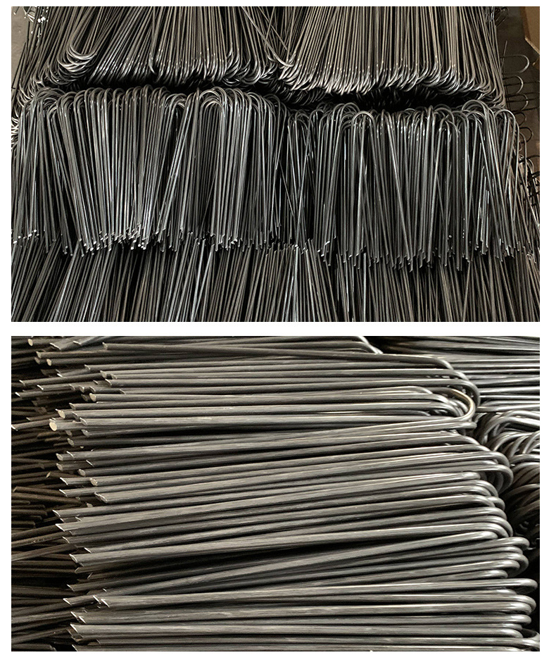 厂家批发u型黑丝土工格栅固定钉镀锌大棚园艺水管防草布折弯地钉