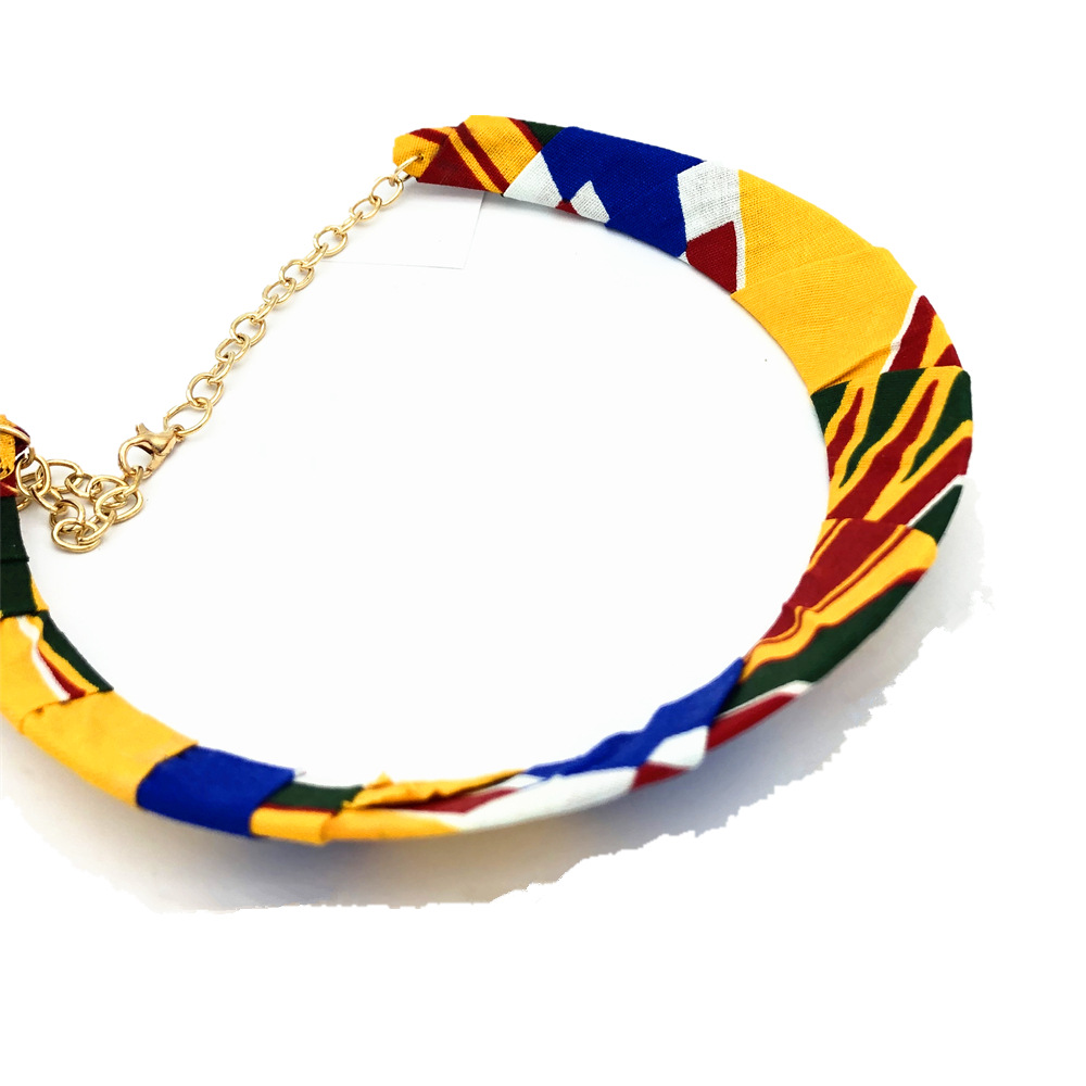 非洲风情项圈choker颈圈女项链套装 布编织亚马逊爆款necklace