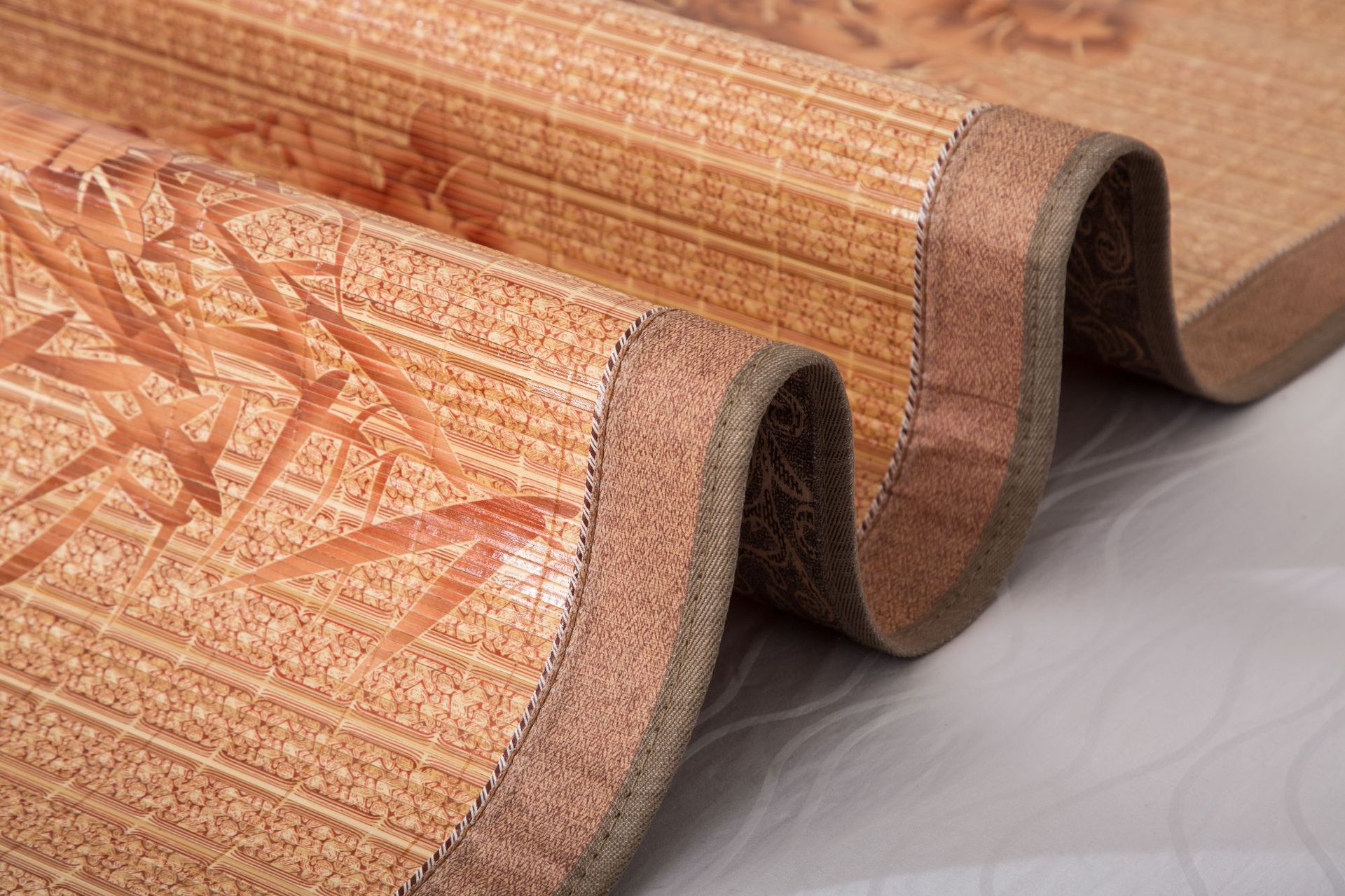 安吉1.5m双面折叠竹席 蔺草席子亚草席碳化1.8米夏季学生冰凉席