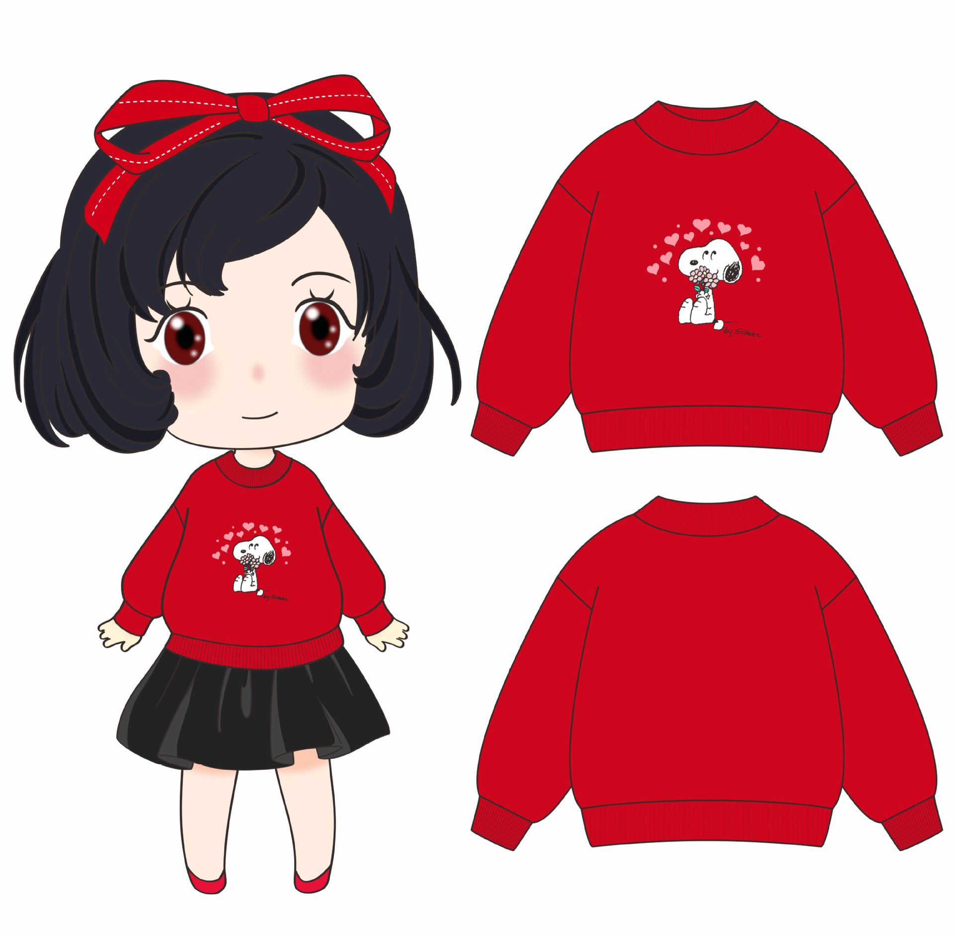 包邮20303秋冬新品卡通印花红色加厚针织女童毛衣