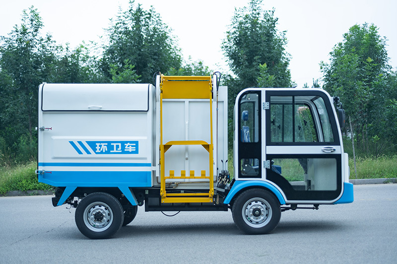 供应鲁环环卫清运车电动四轮自卸式垃圾车4.7方挂桶式垃圾转运车