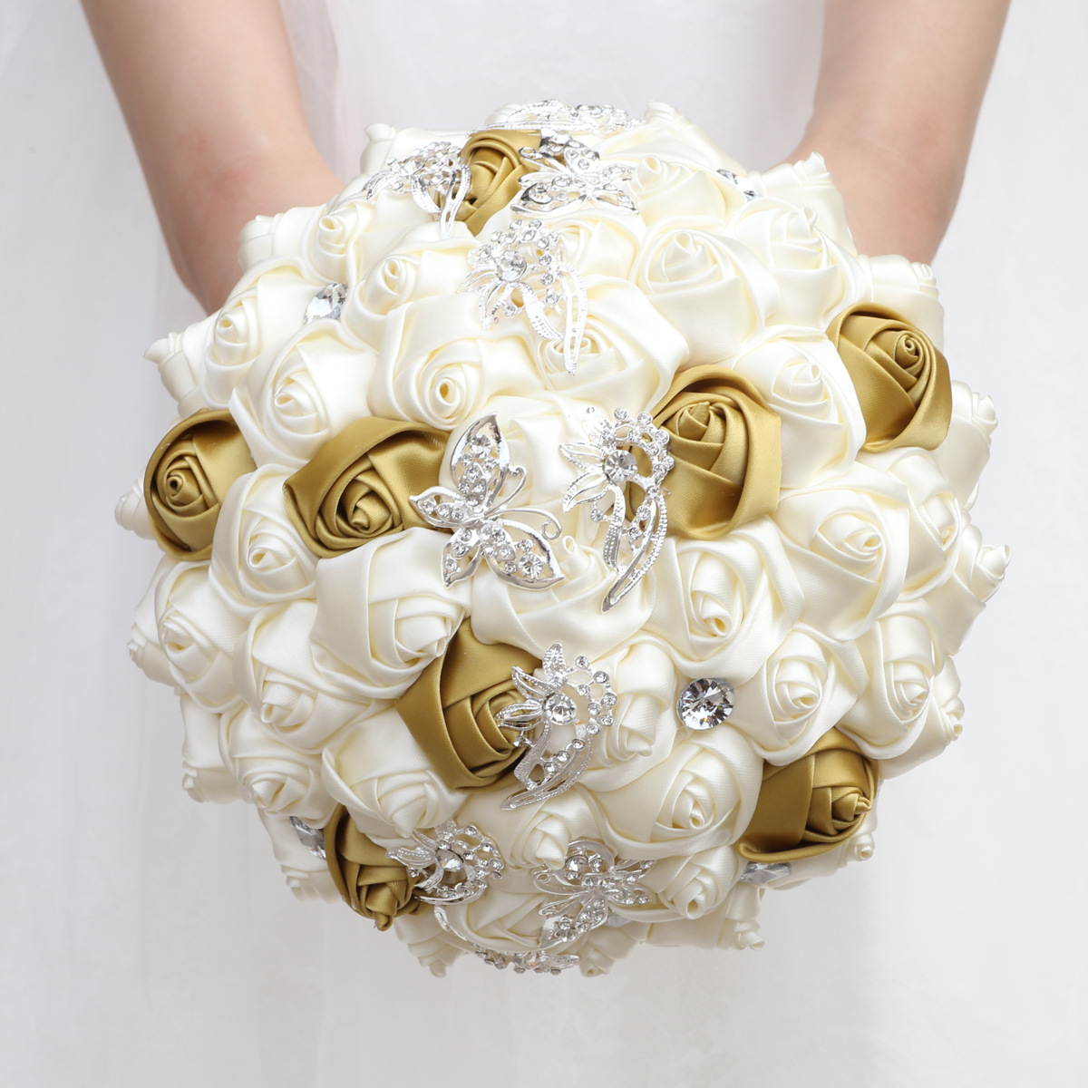 新娘伴娘手捧花酒红蝴蝶婚礼手捧花婚庆用品影楼拍照现货w2216-z