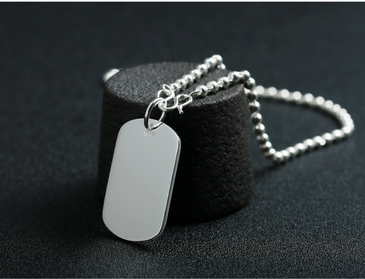 999纯银军牌定制 刻字项链银牌男个性毛衣链吊坠挂件潮牌照片百搭