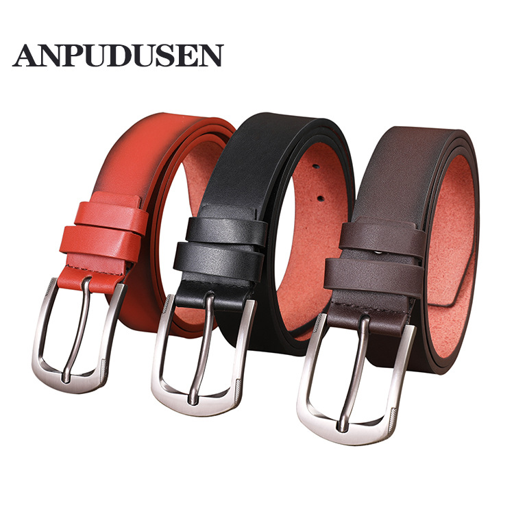 new men‘s versatile trendy casual pin buckle pants belt european and american style simple microfiber belt stall supply wholesale