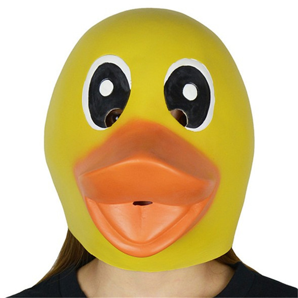 尖叫乳胶鸭子面具万圣节动物小黄鸭头套舞会派对道具cosplay mask