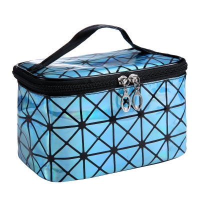European and American Fashion Rhombus 3D Laser Pu Folding Cosmetic Bag Portable Travel Handbag Waterproof Storage Toiletry Bag