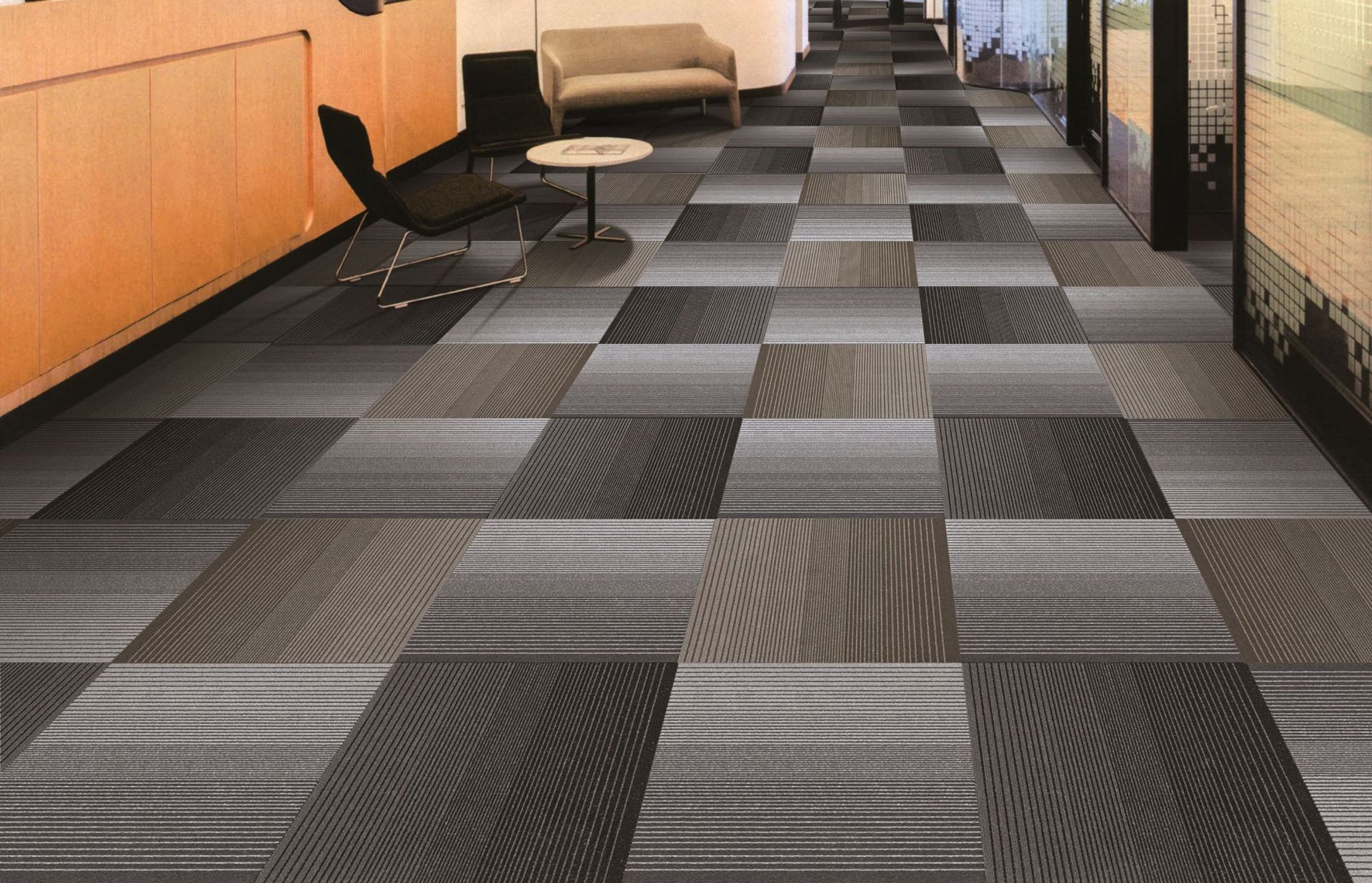 时尚渐变色 拼接地毯办公室 提花丙纶防滑pvc底 商用地毯